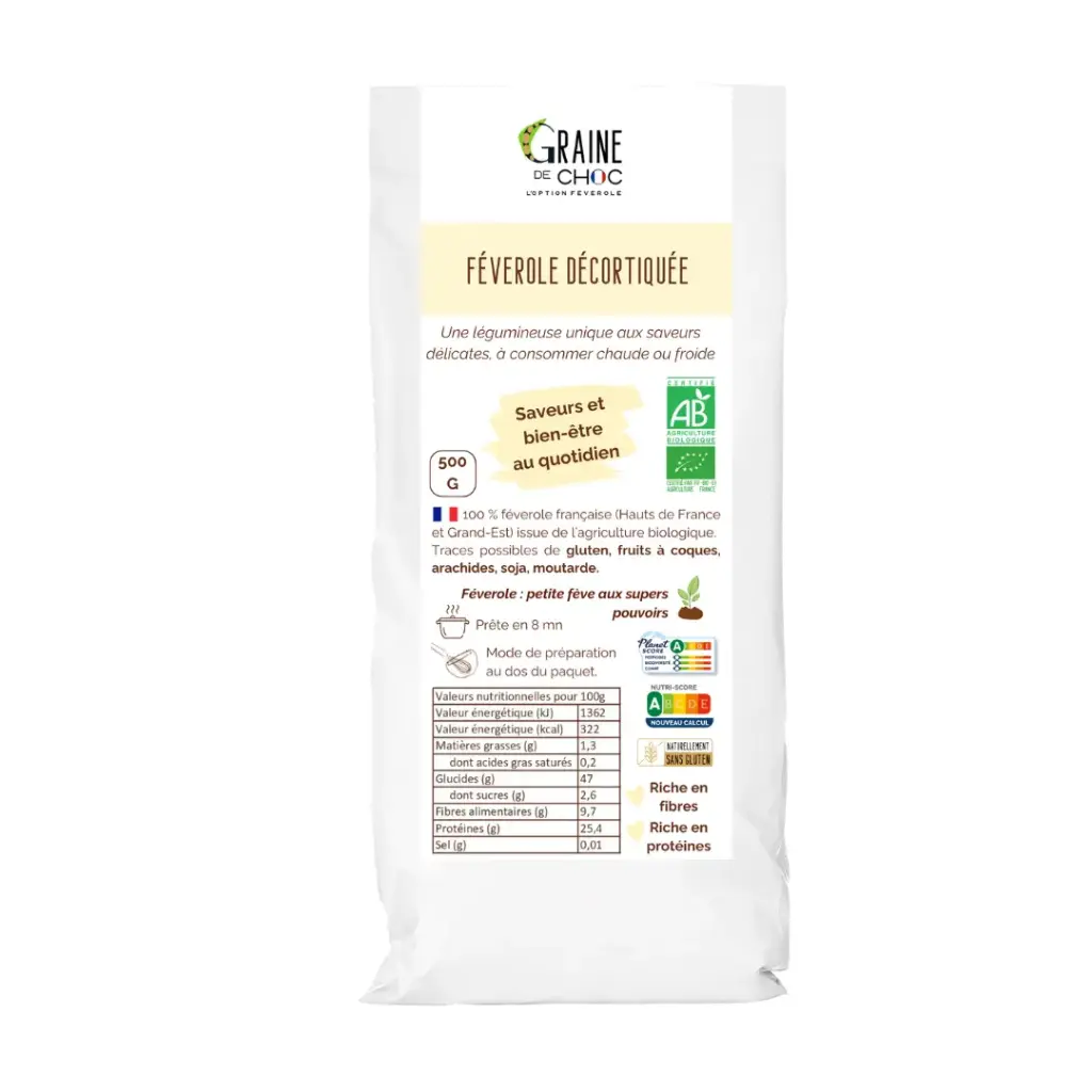 Féverole décortiquée BIO 500g - Graine de choc