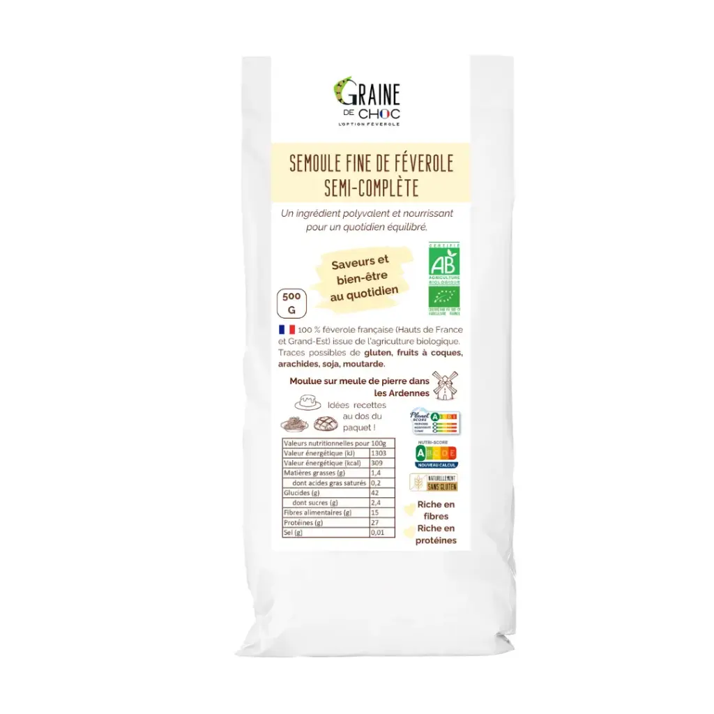 Semoule fine de féverole BIO 500g - Graine de choc
