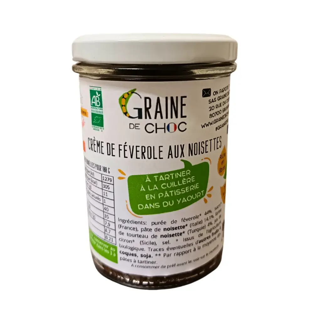 Crème de féverole aux noisettes BIO 220g - Graine de choc 