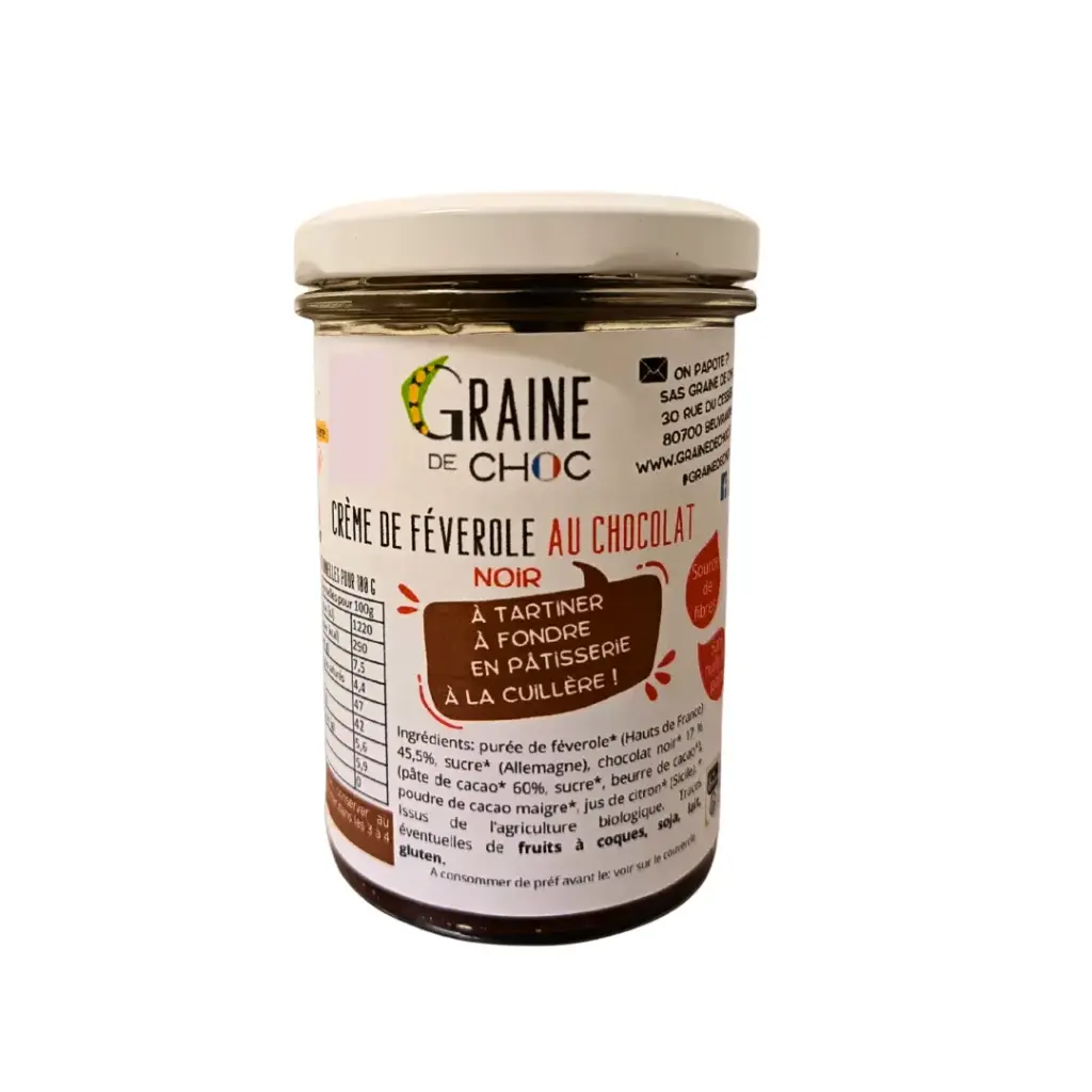 Crème de féverole chocolat noir 220 g - Graine de choc