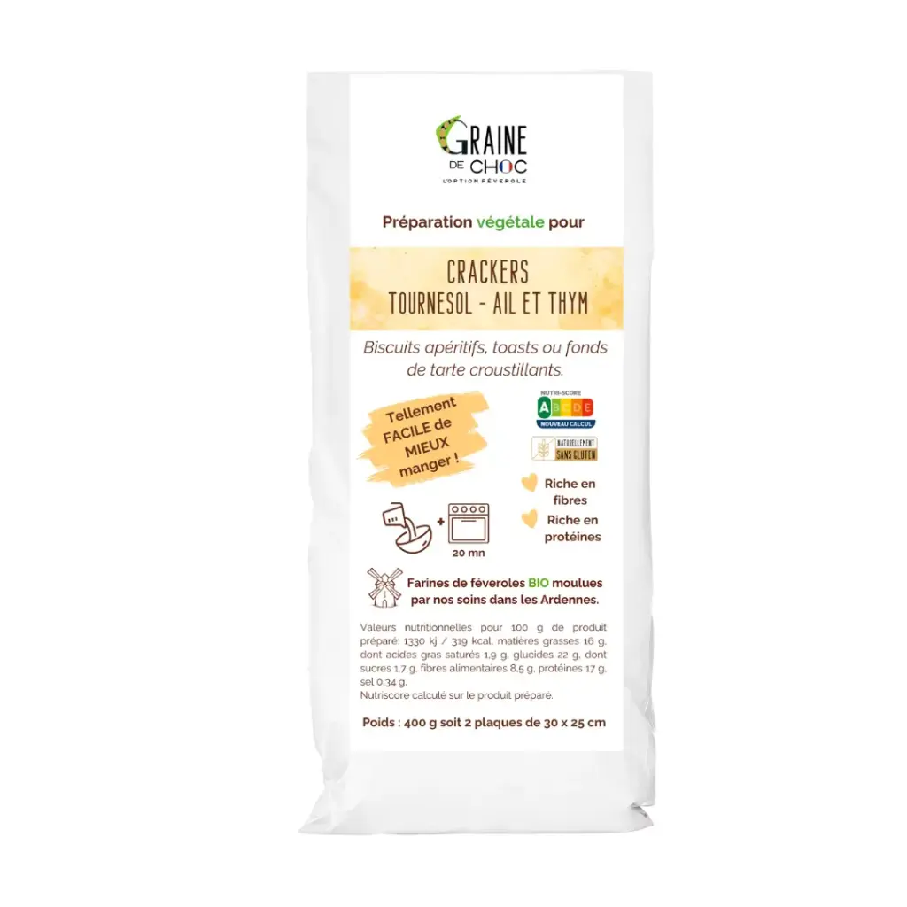 Préparation pour crackers tournesol ail & thym 400g - Graine de choc