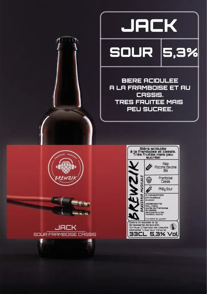 Bière Jack saveur framboise / cassis 33cl - Brewzik