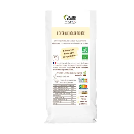 Féverole décortiquée BIO 500g - Graine de choc