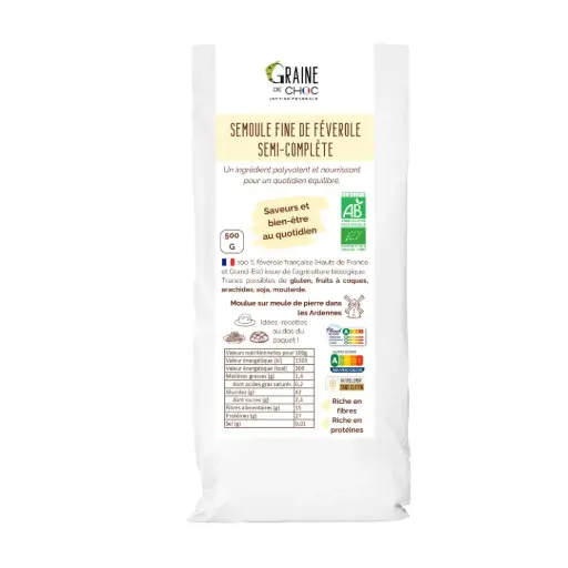 Semoule fine de féverole BIO 500g - Graine de choc