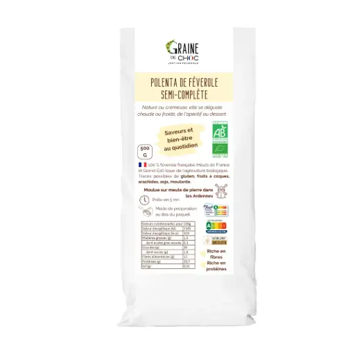 Polenta de féverole complète BIO 500g - Graine de choc