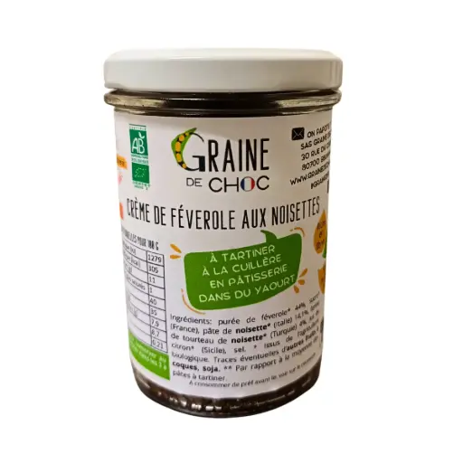 Crème de féverole aux noisettes BIO 220g - Graine de choc 