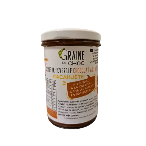 Crème de féverole chocolat au lait cacahuète 220g - Graine de choc