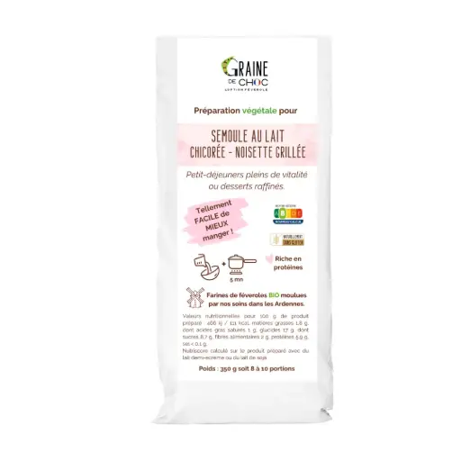 Préparation pour semoule au lait chicorée noisette grillées 300g - Graine de choc