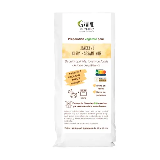 Préparation pour crackers curry sésame noir 400g - Graine de choc 